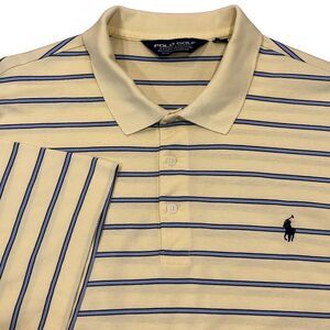 Ralph Lauren Polo Golf Mens Yellow Blue Striped Short Sleeve Polo Shirt …